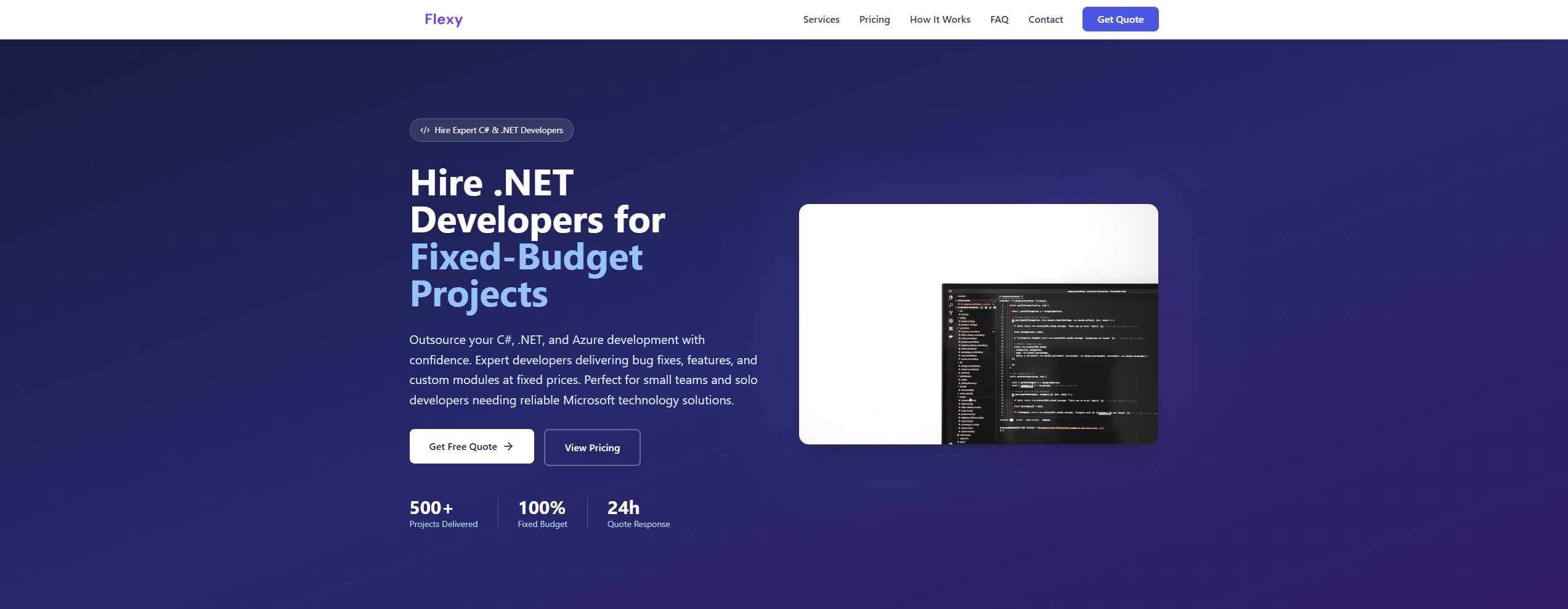 We rebuilt the Flexy landing page to sell outcomes, not hours (fixed-price .NET + Azure tasks)